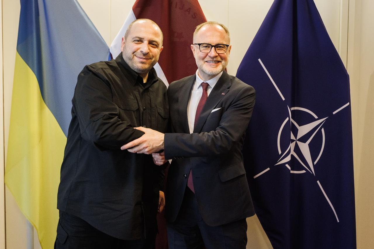 Ukraine’s Defense Minister Rustem Umerov and Latvia’s Defense Minister discuss strengthening drone coalition at Ramstein meeting